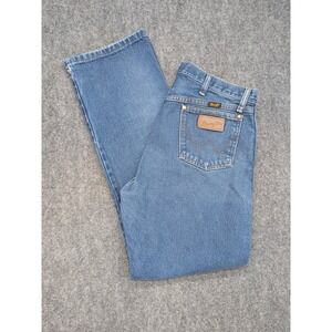 Wrangler‎ Mens Jeans 32x31 Regular Fit Straight Leg Blue Denim Distressed